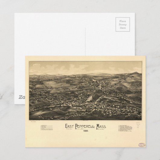 Uitzicht van East Pepperell Massachusetts (1886) Briefkaart (Voorkant / Achterkant)