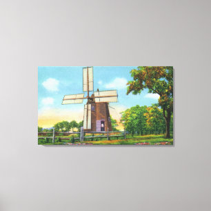 Uitzicht van Eastham Windmill, oudste op kabeljauw Canvas Afdruk