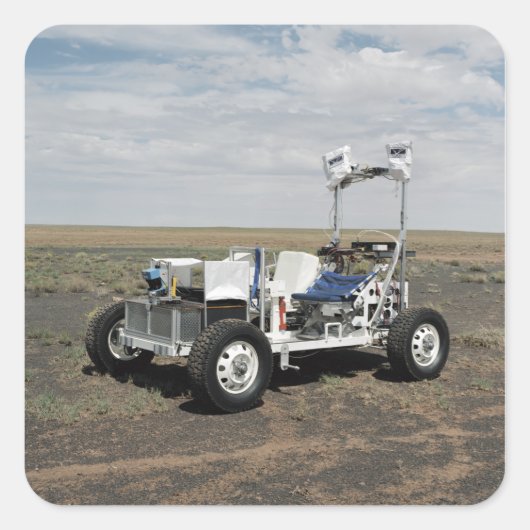 Uitzicht van een 1-G Lunar Rover Vehicle Vierkante Sticker (Voorkant)
