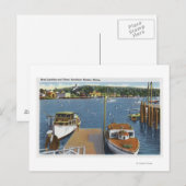 Uitzicht van een aanvoer van een boot en de kust briefkaart (Voorkant / Achterkant)