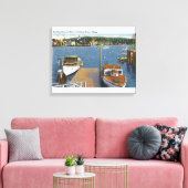 Uitzicht van een aanvoer van een boot en de kust canvas afdruk (Insitu (Woonkamer))