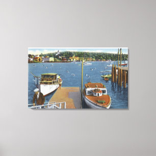 Uitzicht van een aanvoer van een boot en de kust canvas afdruk