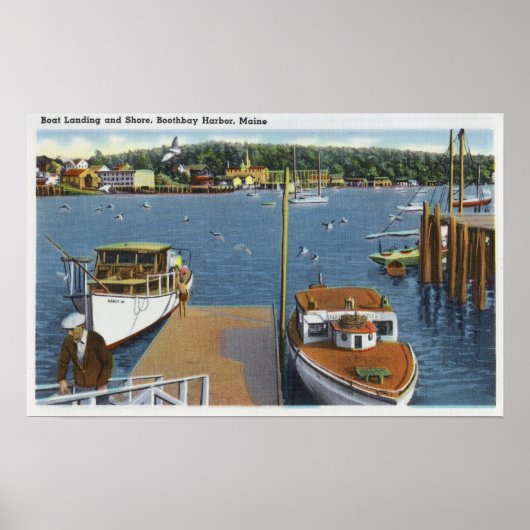 Uitzicht van een aanvoer van een boot en de kust poster (Voorkant)