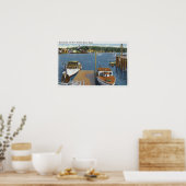 Uitzicht van een aanvoer van een boot en de kust poster (Keuken)