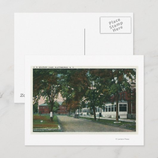 Uitzicht van een Amerikaans militair kamp Briefkaart (Voorkant / Achterkant)