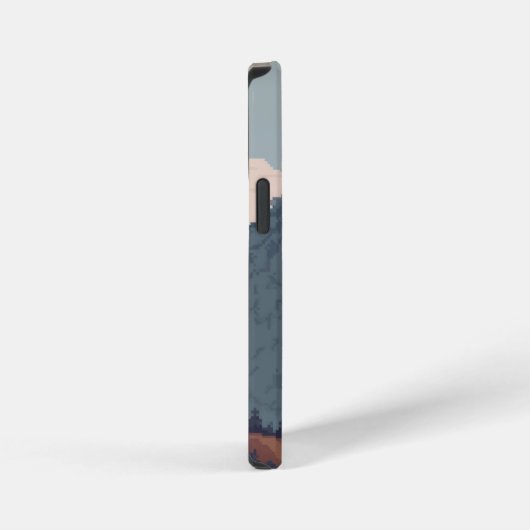 uitzicht van een berg met pixels iPhone hoesje (Rechterkant)