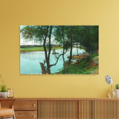 Uitzicht van een Boat aan land op de Russische riv Canvas Afdruk (Insitu (Woonkamer))