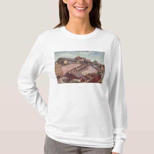 Uitzicht van een Boat Landing en Pavillion T-shirt (Voorkant)