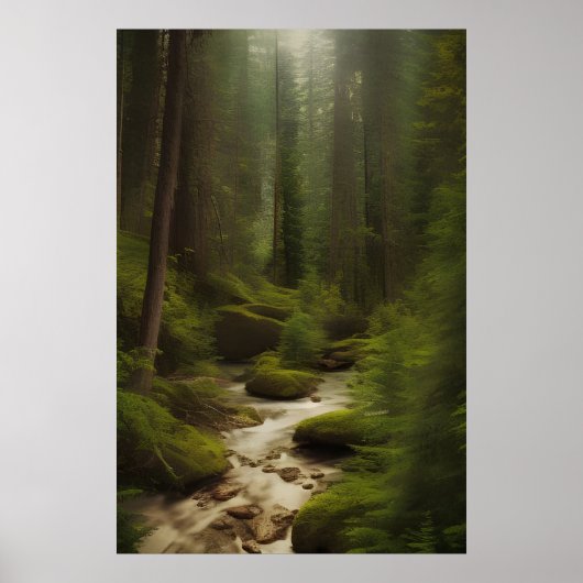 Uitzicht van een bosstroom poster (Voorkant)