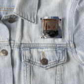 Uitzicht van een brandweerman vierkante button 5,1 cm (In situ)