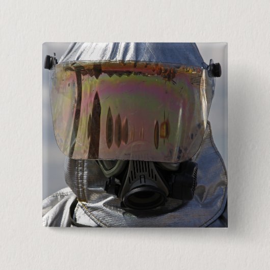 Uitzicht van een brandweerman vierkante button 5,1 cm (Voorkant)