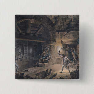 Uitzicht van een cel in de Bastille Vierkante Button 5,1 Cm