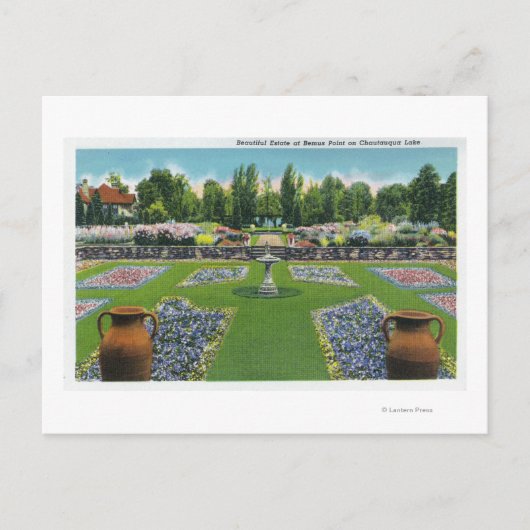 Uitzicht van een Chautauqua Lake Estate Gardens Briefkaart (Voorkant)