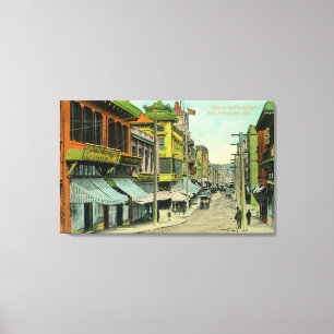 Uitzicht van een Chinatown Street Canvas Afdruk