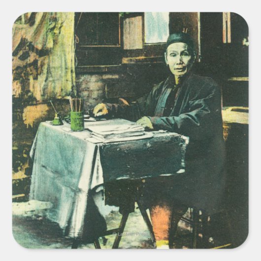 Uitzicht van een Chinese Fortune Teller Vierkante Sticker (Voorkant)