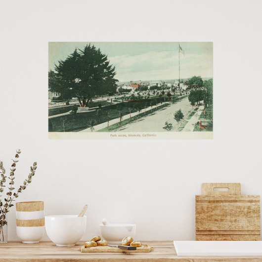 Uitzicht van een City ParkAlameda, CA Poster (Keuken)