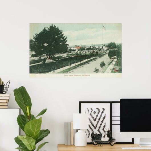 Uitzicht van een City ParkAlameda, CA Poster (Thuiskantoor)