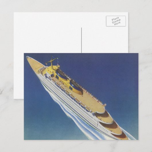 Uitzicht van een  cruiseschip in de oceaan briefkaart (Voorkant / Achterkant)