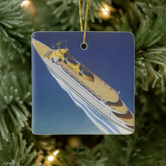 Uitzicht van een  cruiseschip in de oceaan keramisch ornament (Boom)
