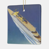 Uitzicht van een  cruiseschip in de oceaan keramisch ornament (Links)