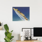 Uitzicht van een  cruiseschip in de oceaan poster (Thuiskantoor)
