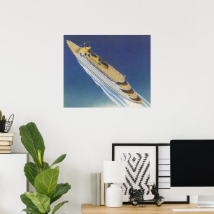 Uitzicht van een cruiseschip in de oceaan poster