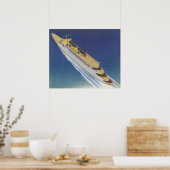 Uitzicht van een  cruiseschip in de oceaan poster (Keuken)