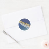 Uitzicht van een  cruiseschip in de oceaan ronde sticker (Envelop)