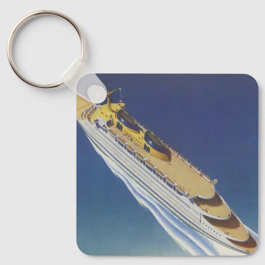 Uitzicht van een  cruiseschip in de oceaan sleutelhanger (Voorkant)