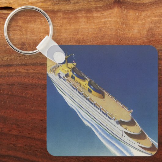 Uitzicht van een  cruiseschip in de oceaan sleutelhanger (Voorkant)