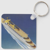 Uitzicht van een  cruiseschip in de oceaan sleutelhanger (Achterkant)