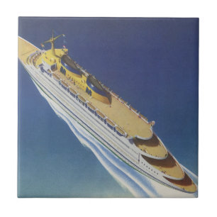 Uitzicht van een  cruiseschip in de oceaan tegeltje