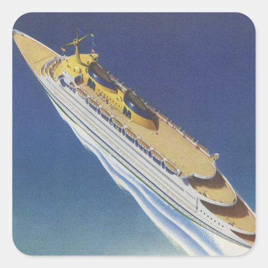 Uitzicht van een  cruiseschip in de oceaan vierkante sticker (Voorkant)