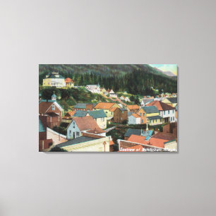 Uitzicht van een deel van de stad canvas afdruk
