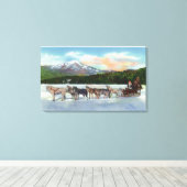Uitzicht van een Dogsled Team op Mirror Lake Canvas Afdruk (Insitu (Houten vloer))