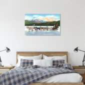 Uitzicht van een Dogsled Team op Mirror Lake Canvas Afdruk (Insitu (Slaapkamer))