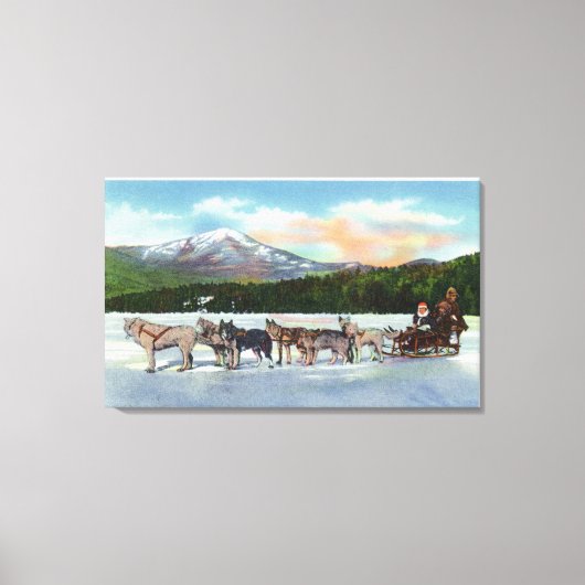 Uitzicht van een Dogsled Team op Mirror Lake Canvas Afdruk (Voorkant)