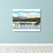Uitzicht van een Dogsled Team op Mirror Lake Canvas Afdruk (Insitu (Houten vloer))