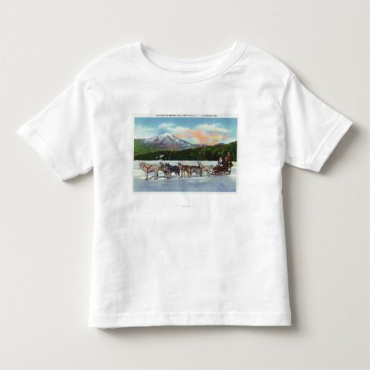 Uitzicht van een Dogsled Team op Mirror Lake Kinder Shirts (Voorkant)