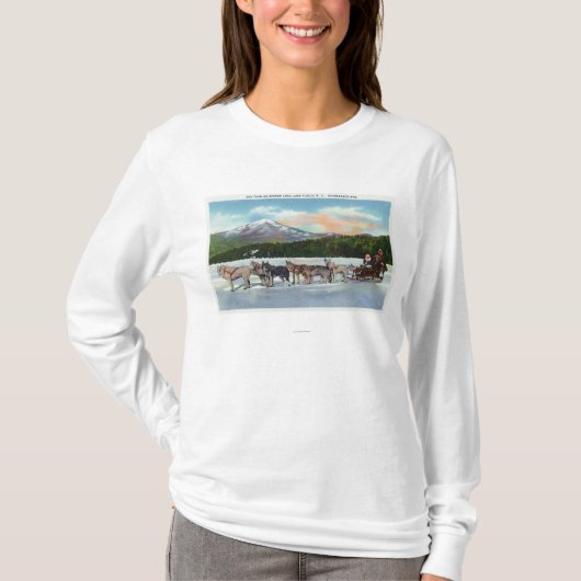 Uitzicht van een Dogsled Team op Mirror Lake T-shirt (Voorkant)