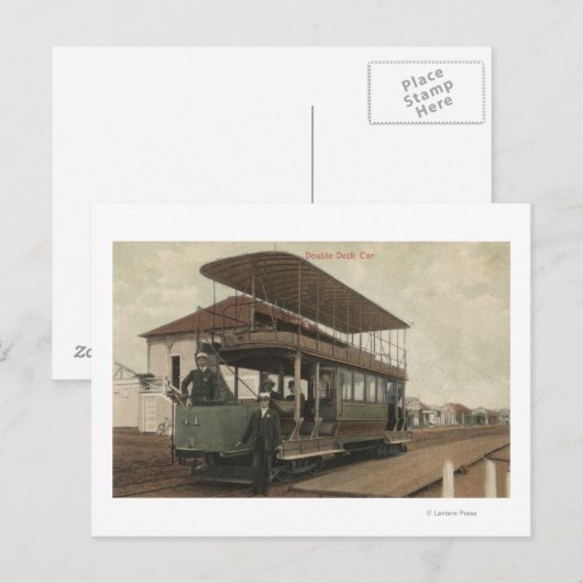 Uitzicht van een dubbellaagse kabelauto briefkaart (Voorkant / Achterkant)