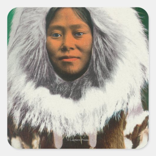 Uitzicht van een Eskimo Beauty Vierkante Sticker (Voorkant)