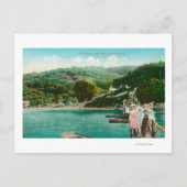 Uitzicht van een familie op Lake DockInverness, CA Briefkaart (Voorkant)