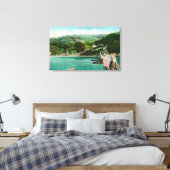 Uitzicht van een familie op Lake DockInverness, CA Canvas Afdruk (Insitu (Slaapkamer))