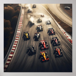 Uitzicht van een Formule 1-race Poster