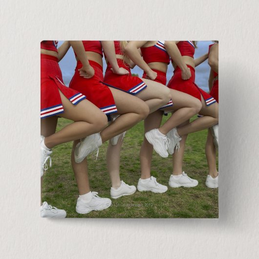 Uitzicht van een groep Cheerleaders met een lage s Vierkante Button 5,1 Cm (Voorkant)