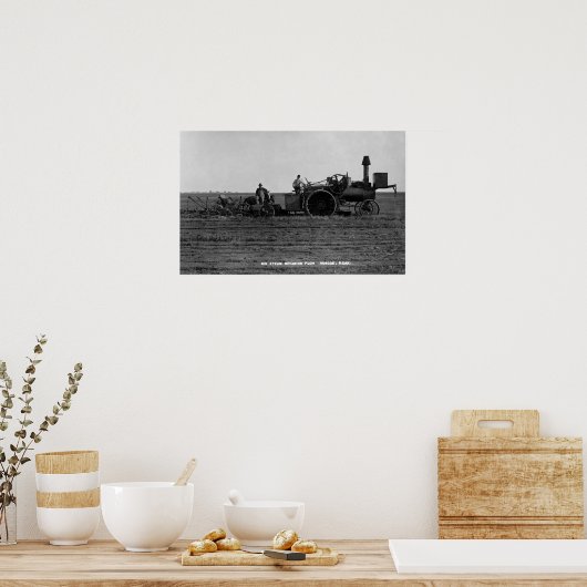 Uitzicht van een grote stoomploeg poster (Keuken)