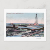 Uitzicht van een Gusher bij Lucile Oil Well Briefkaart (Voorkant)