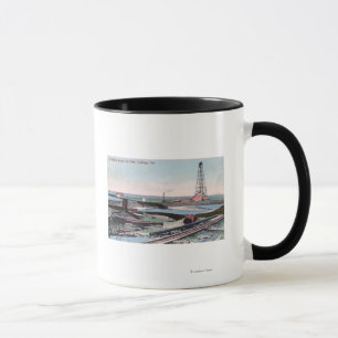 Uitzicht van een Gusher bij Lucile Oil Well Mok