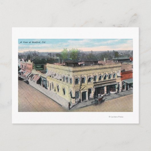 Uitzicht van een Hanford Street Corner Briefkaart (Voorkant)